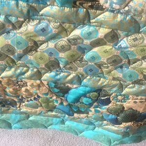 Hand Crafted Turquoise & Gold Quilt